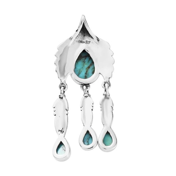 Artisan Crafted Blue Moon Turquoise Eagle Pendant in Sterling Silver 3.30 ctw - Picture 10 of 15